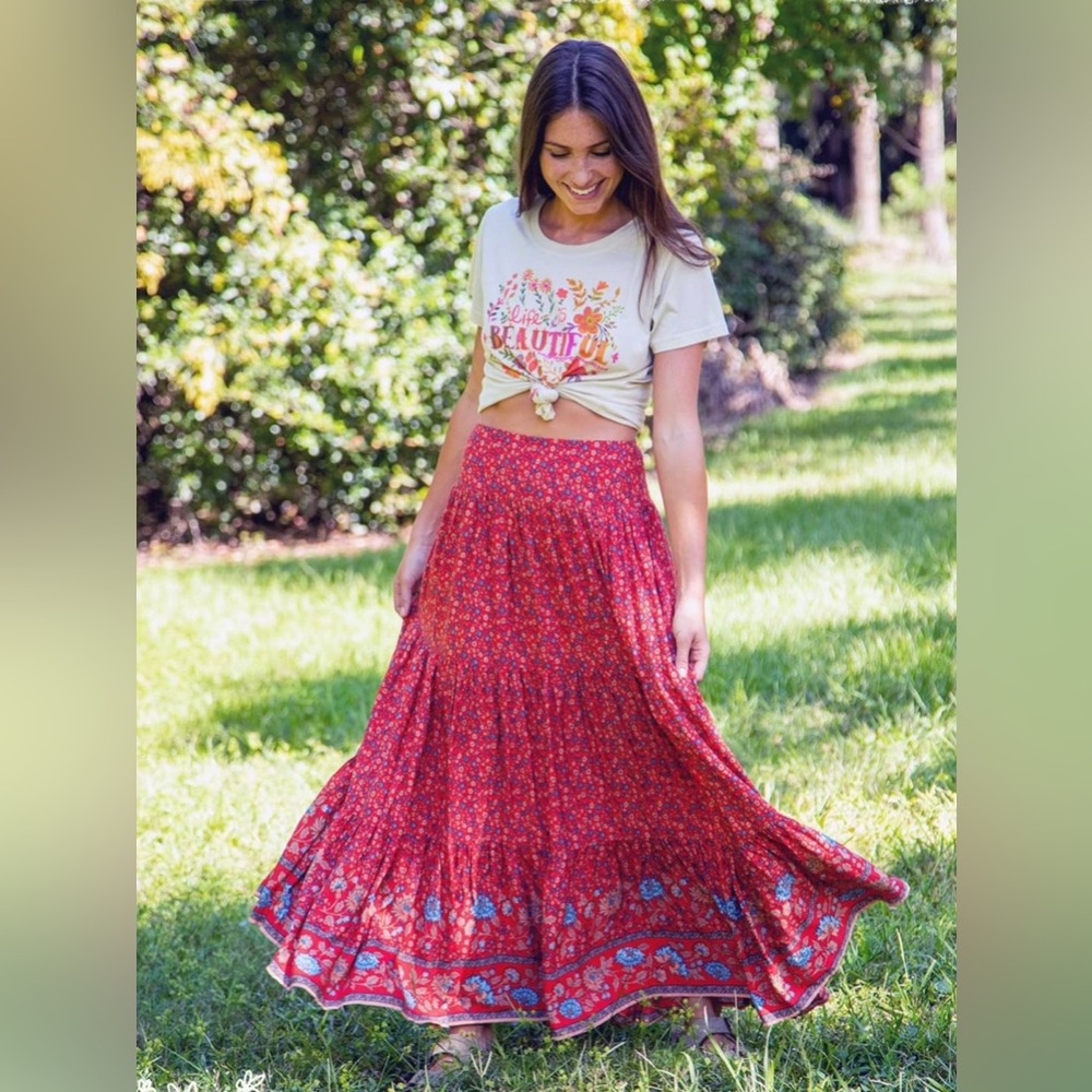 Natural Life Hanna Red Maxi Skirt